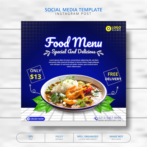 Eten Menu En Social Media Post Template Promotie