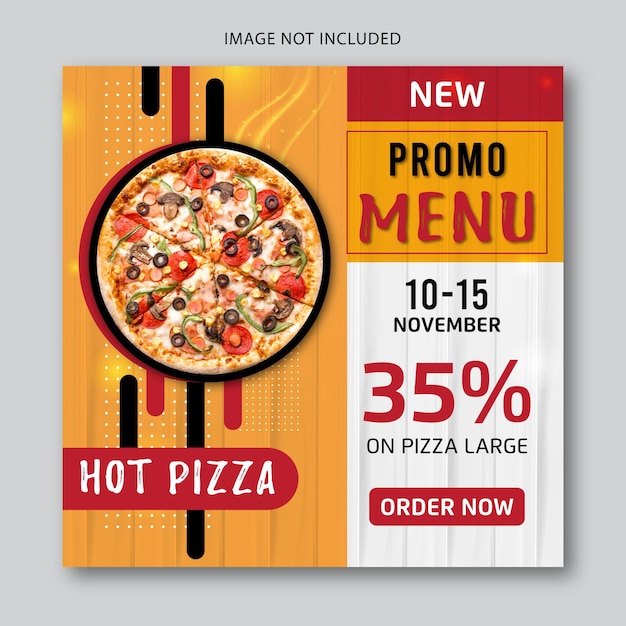 Eten menu hot pizza instagram post met foto