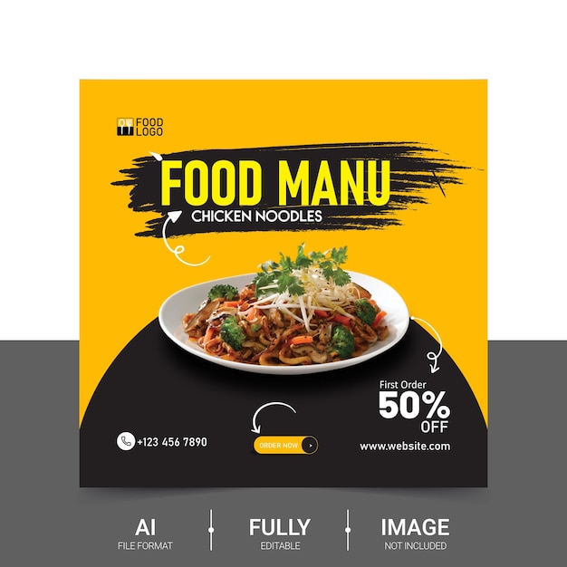 Eten Menu Ontwerp Social Media Banners Advertentiesjabloon