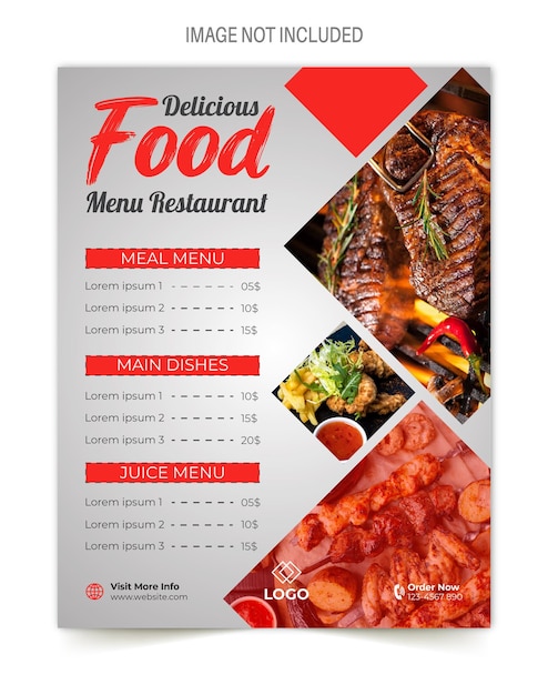 Eten menu restaurant flyer en poster printready banner poster ontwerpsjabloon