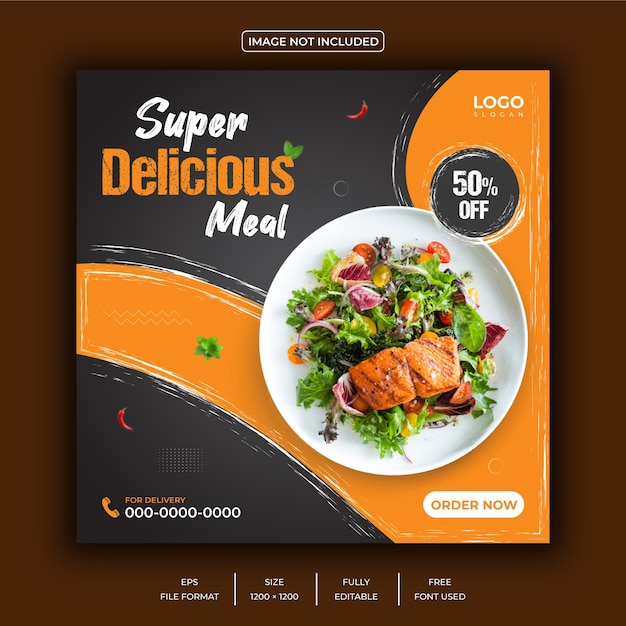 Eten menu social media post of restaurant banner sjabloon