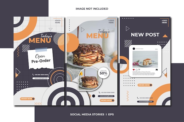 Eten menu social media verhalen sjabloon