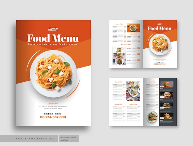 Vector eten menu tweevoudige brochure of restaurant café menu folder sjabloon