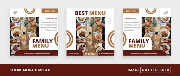 Eten menu vierkante sociale media instagram promotie ontwerpsjabloon