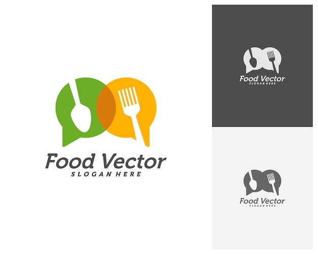 Vector eten praten logo ontwerp vector restaurant food court café logo sjabloon pictogram symbool illustration