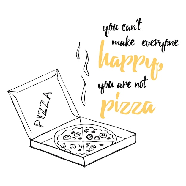 Vector eten quote pizza quote je kunt niet iedereen blij maken dat je geen pizza bent