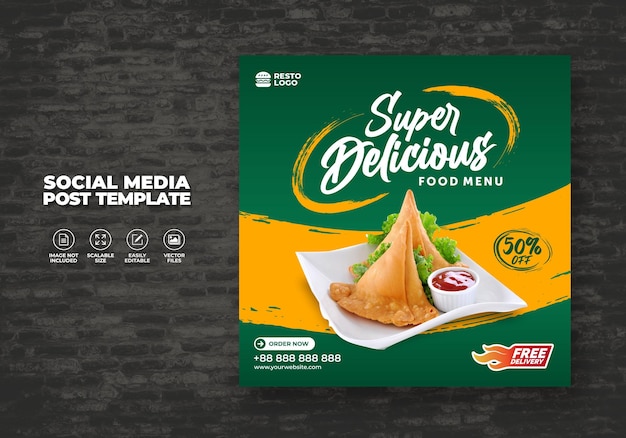 Eten restaurant voor sociale media sjabloon speciale gratis menu promo