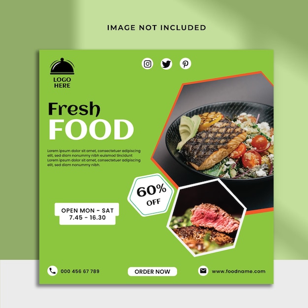 Eten social media banner postsjabloon Premium Vector