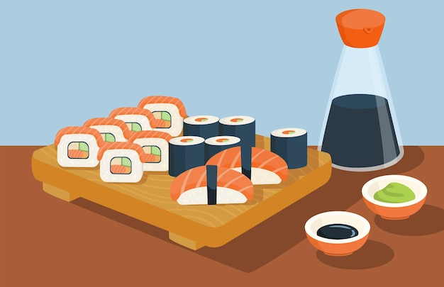 Vector eten sushi pack vector concept