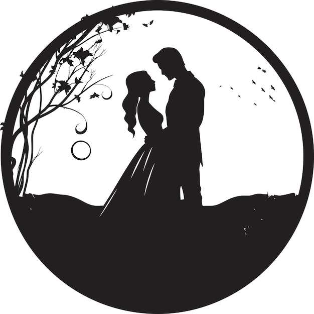 Vettore eternal blossom whispers black vector logo blooming romance wedding floral mark