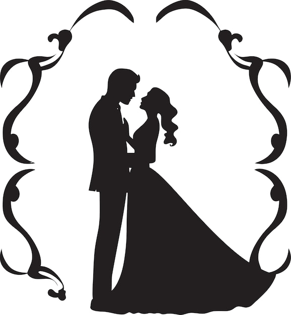 Vettore eternal garden romance wedding emblem floral petal waltz disegno vettoriale nero