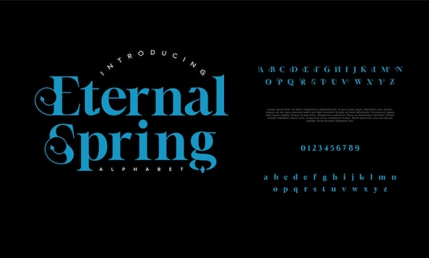 Eternalspring premium luxe elegante alfabetletters en cijfers Elegante bruiloft typografie klassieker