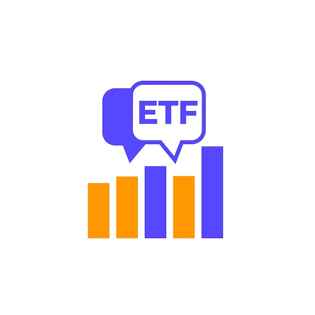 Значок торговли ETF с диаграммой, биржевыми фондами, вектором