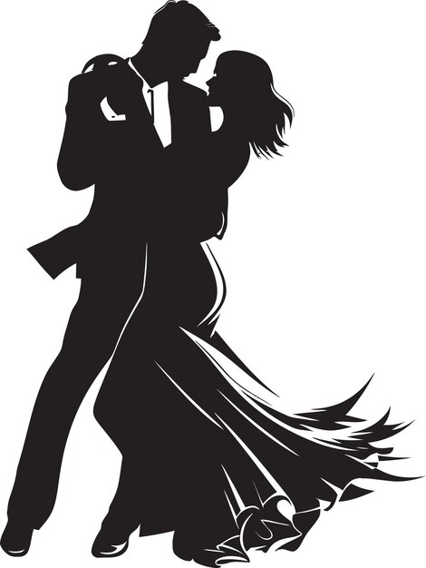 Vector ethereal elegance iconic couple mark synchronized sway dancing couple vector illustration