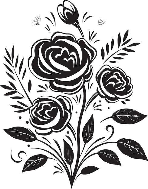 Vector ethereal inked opus black floral vectors