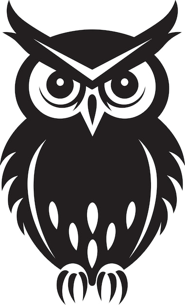 Vector ethereal nocturnal grace a detailed vector depiction of an owl in black exuding nighttime