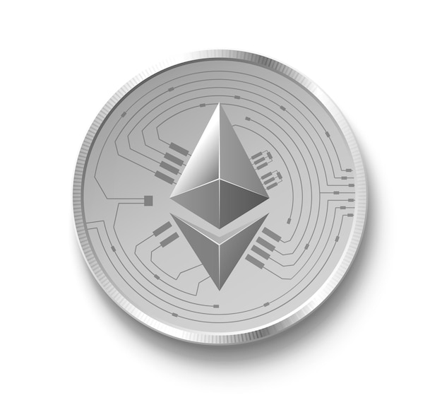 Vector ethereum coin isolated silver ethereum crypto symbol vector illustration