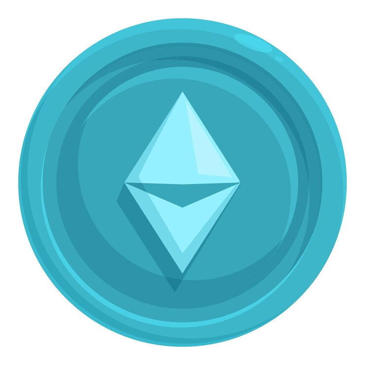 Vector ethereum cryptocurrency coin showing the digital currency