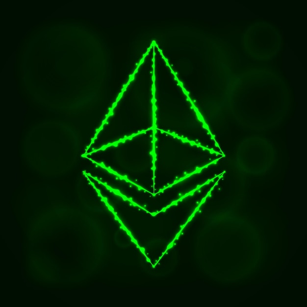 Силуэт цифровой валюты Ethereum из огней