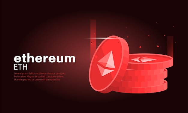Ethereum en blockchain banner illustratie mijnbouw en handel ethereum concept