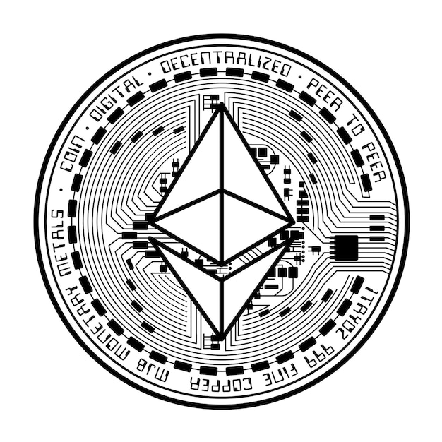 Ethereum munt zwart silhouet