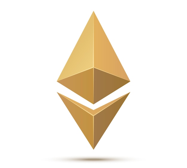 Vettore simbolo ethereum isolato segno crittografico ethereum oro illustrazione vettoriale