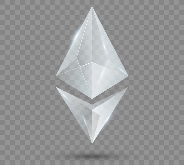 Ethereum symbol isolated transparent glass ethereum crypto symbol vector illustration