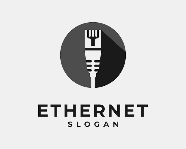 Кабель Ethernet Провод Порт Гнездо Разъем Сетевой Компьютер Круг Круглый Векторный Логотип Дизайн
