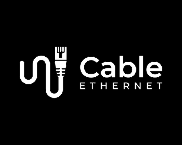 Ethernet kabel draad poort socket connector netwerk computer lijn vector logo ontwerp