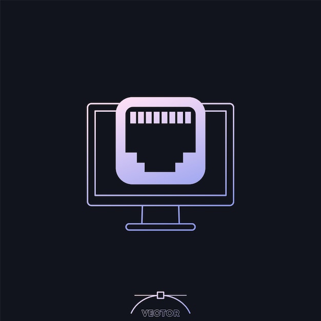 ethernet port network icon with gradient