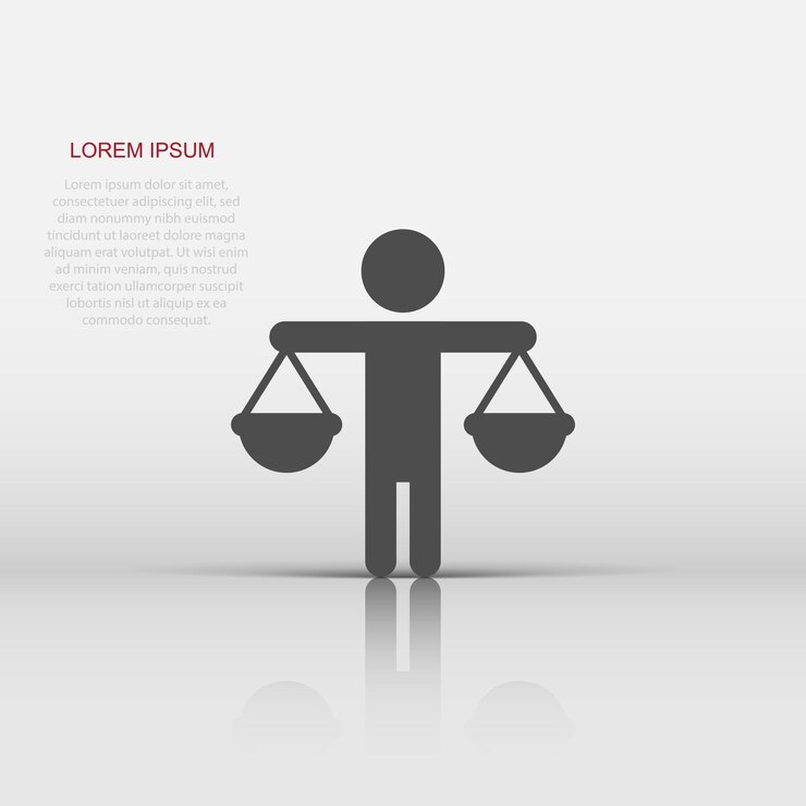 Vector ethic balance icon in flat style honesty vector illustration on isolated background decision business concept