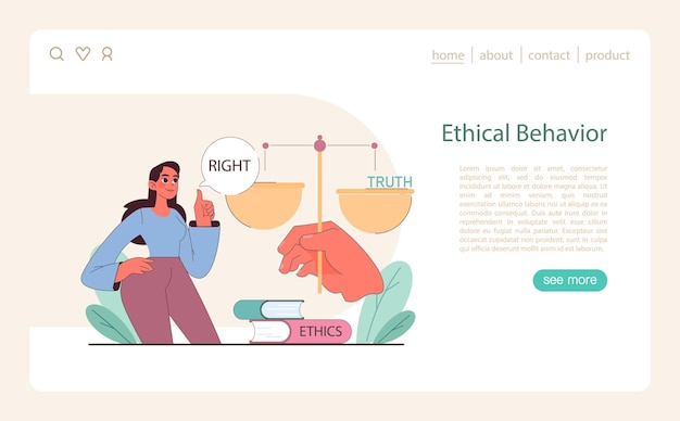 Ethical behavior concept weighing right against truth over a foundation of ethics a thoughtful