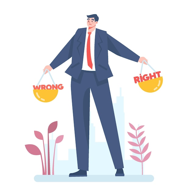 Vector ethical dilemma illustration