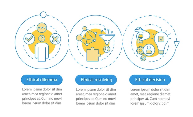 Modello di infografica vettoriale per la risoluzione del dilemma etico