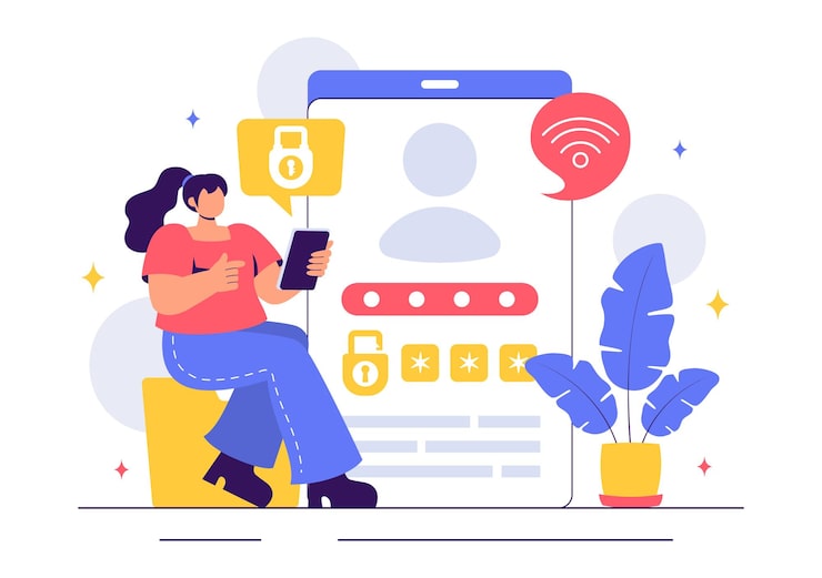 Vector ethical hacking illustration featuring a developer practicing hacking on a web application identifying code vulnerabilities to improve cybersecurity