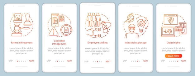 Ethical issues onboarding mobile app page screen vector template