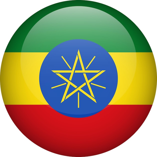 Ethiopia flag button Round flag of Ethiopia Vector flag symbol Colors and proportion correctly