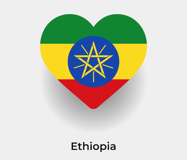 Ethiopia flag heart shape icon vector illustration