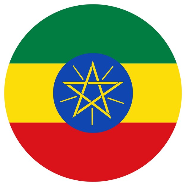 Vector ethiopia flag in round shape flag of ethiopia design shape