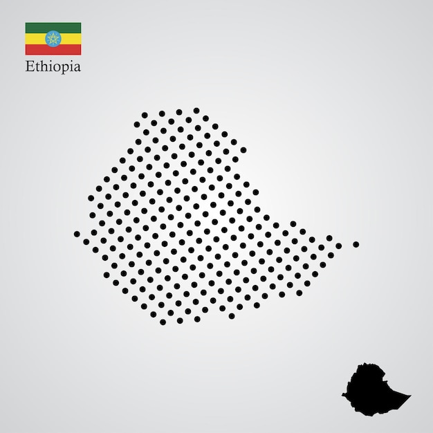 Карта эфиопии с силуэтом в полутоновом стиле