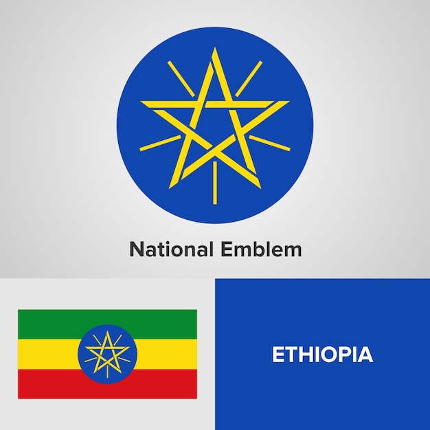 Ethiopia national emblem and flag