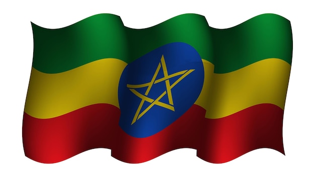 Vector ethiopia realistic waving flag design vector illustration