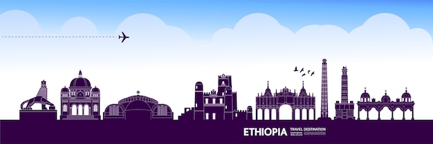 Grande illustrazione della destinazione di viaggio dell'etiopia