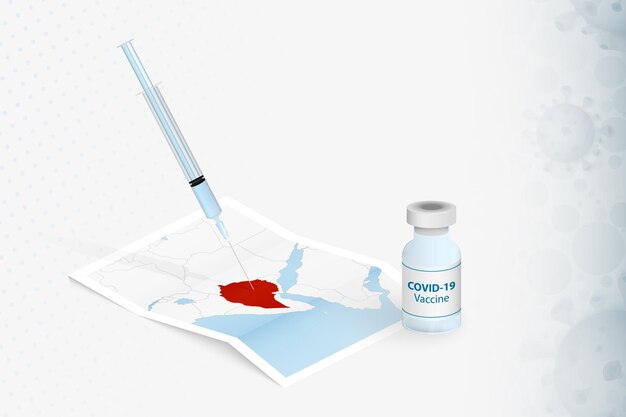 Ethiopia Vaccination, Injection with COVID-19 vaccine in Map of Ethiopia.