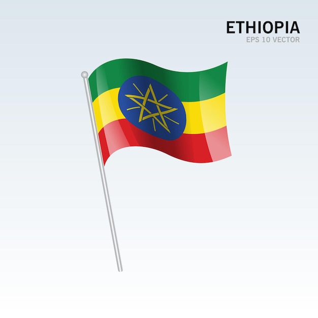 Ethiopia waving flag isolated on gray