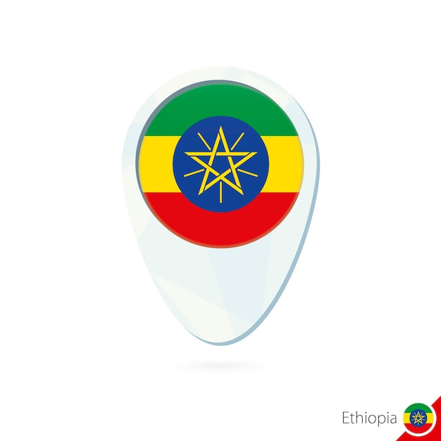 Ethiopië vlag locatie kaart pin pictogram op witte achtergrond