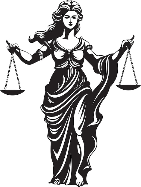 Ethische gelijkheid Iconische gerechtigheid Lady Vector Judiciële genade Emblematische Lady of Justice