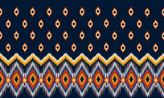 ベクトル エスニック抽象イカットアート部族のシームレスなパターン
