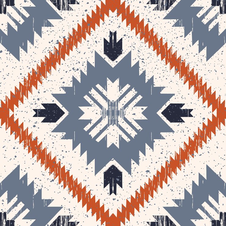 Vector ethnic abstract ikat art seamless pattern in tribal folk embroidery and mexican style aztec geom