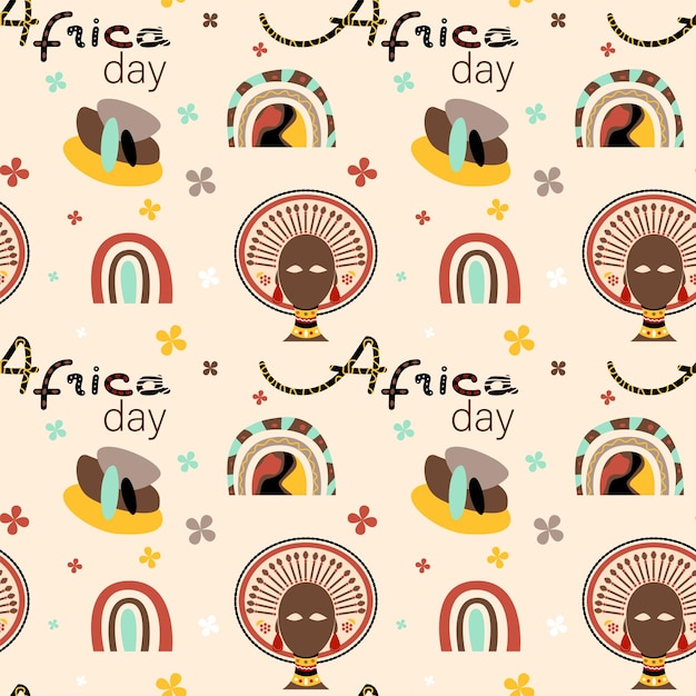 Vettore sfondo etnico africano senza cuciture modello senza cuciture di simboli tribali africani tradizionali